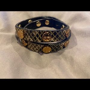 Tory Burch Snake Skin Pattern Double Wrap Bracelet